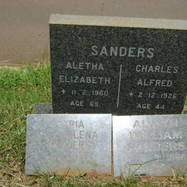 SANDERS Charles Alfred -1926 &amp; Aletha Elizabeth -1960 :: SANDERS Alwyn William -1995 &amp; Maria Magdelena -1992