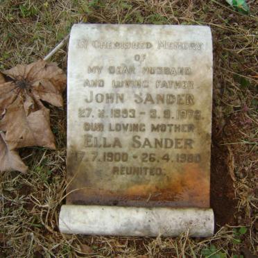 SANDER John 1893-1973 &amp; Ella 1900-1980