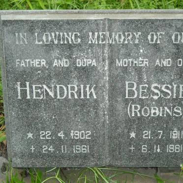 SWANEPOEL Hendrik 1902-1961 &amp; Bessie ROBINS 1911-1981