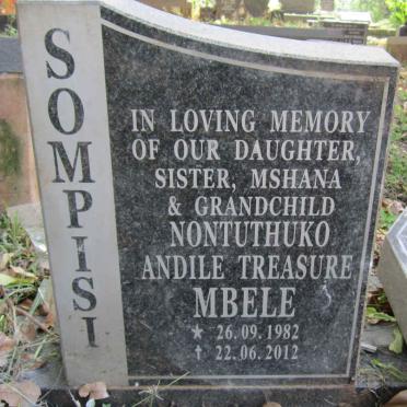 SOMPISI Nontuthuko Andile Treasure Mbele 1982-2012