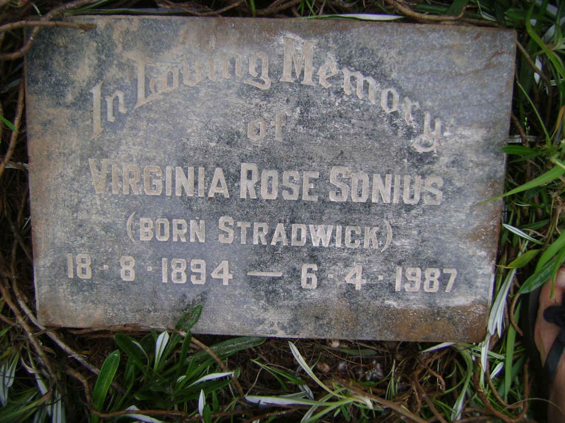 SONIUS Virginia Rose nee STRADWICK 1894-1987