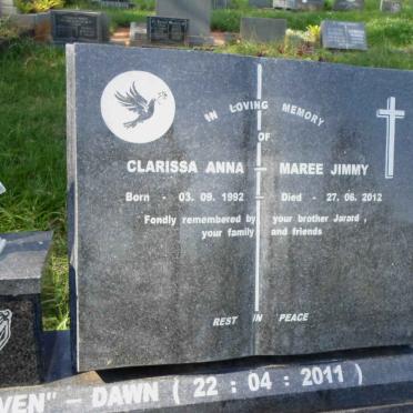 JIMMY Clarissa Anna Maree 1992-2012