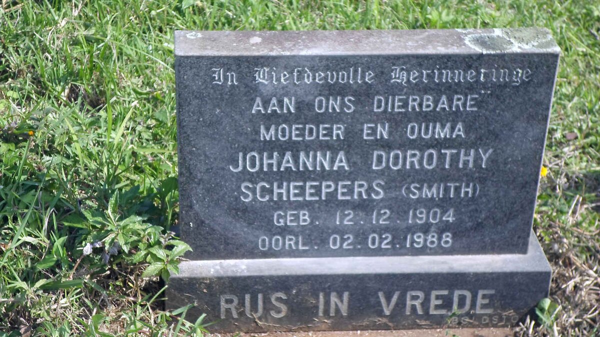 SCHEEPERS Johanna Dorothy nee SMITH 1904-1988