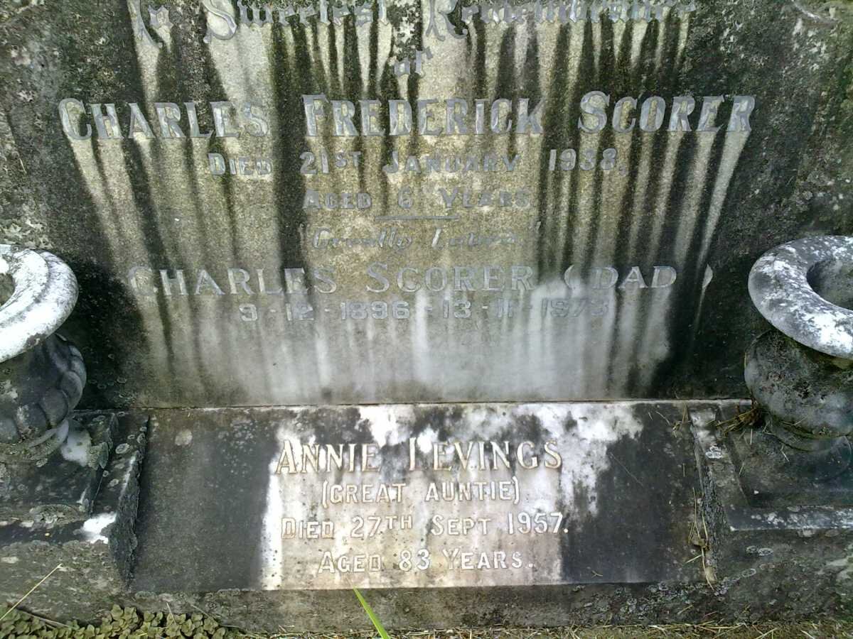 SCORER Charles Frederick  -1938 :: SCORER Charles 1896-1973 :: LEVINGS Annie -1957