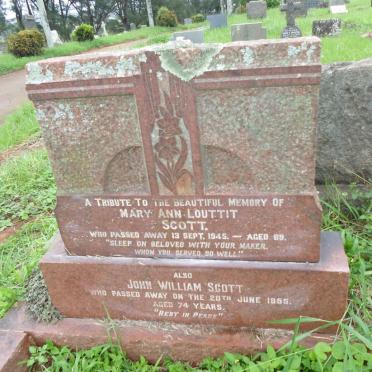 SCOTT John William -1955 &amp; Mary Ann Louttit -1945