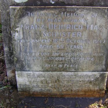SCHUSTER Franz Heinrich Max -1942 &amp; Hannah Josephine -1962