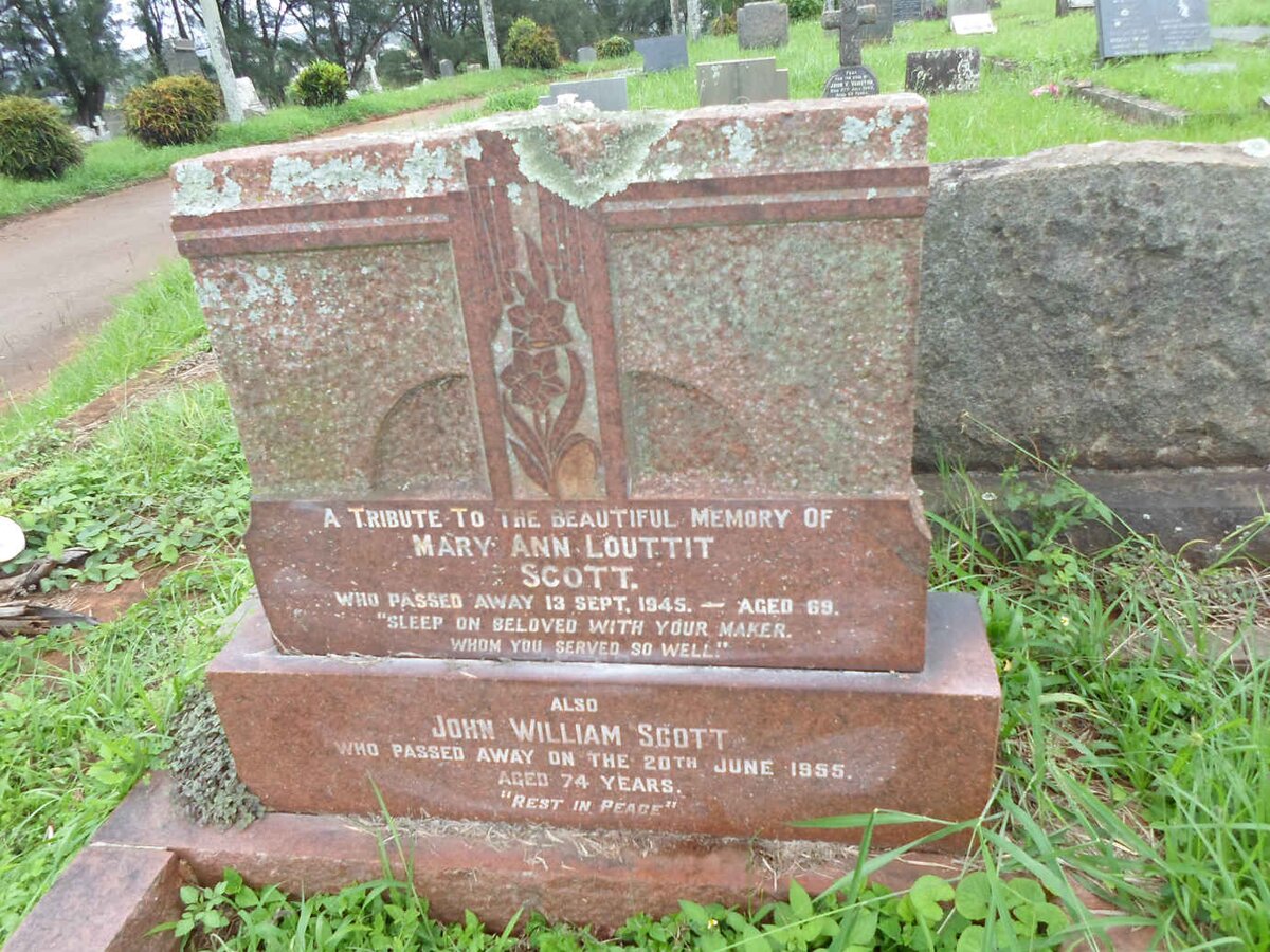 SCOTT John William -1955 &amp; Mary Ann Louttit -1945