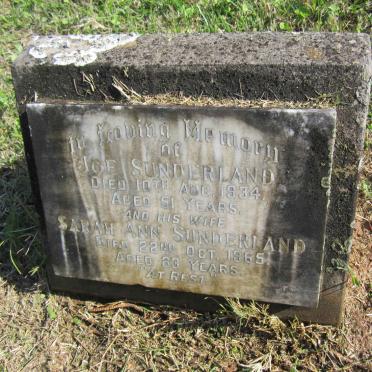 SUNDERLAND Joe -1934 &amp; Sarah Ann -1965