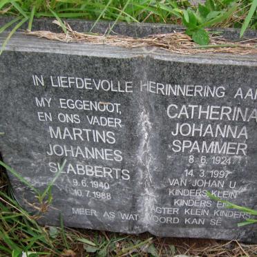 SLABBERTS Martins Johannes 1940-1988 :: SPAMMER Catherina Johanna 1924-1997