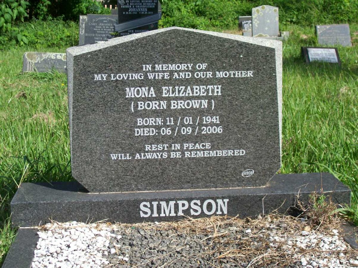 SIMPSON Mona Elizabeth nee BROWN 1941-2006