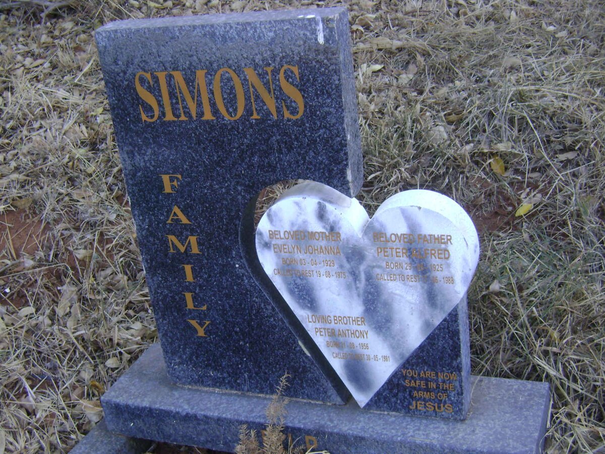 SIMONS Peter Alfred 1925-1988 &amp; Evelyn Johanna 1929-1975 :: SIMONS Peter Anthony 1956-1981