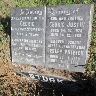 STORK Lesley Patrick 1930-2001 :: STORK Cedric -1969 :: STORK Cedric Justin 1978-1986