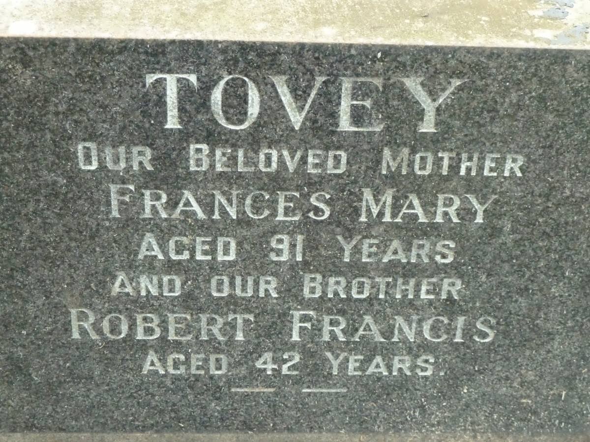 TOVEY Frances Mary -1972 :: TOVEY Robert Francis -1965