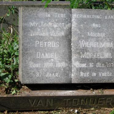 TONDER Petrus Daniel, van -1971 &amp; Wilhelmina Morkelina -1972