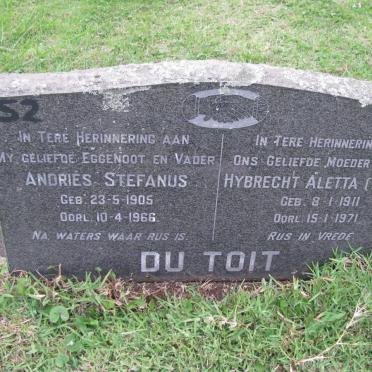 TOIT Andries Stefanus, du 1905-1966 &amp; Hybrecht Aletta 1911-1971