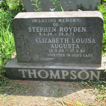 THOMPSON Stephen Royden 1926-1971 &amp; Elizabeth Louisa Augusta 1923-1986