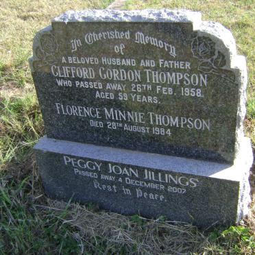 THOMPSON Clifford Gordon -1958 :: THOMPSON Florence Minnie -1984 :: JILLINGS Peggy Joan -2007