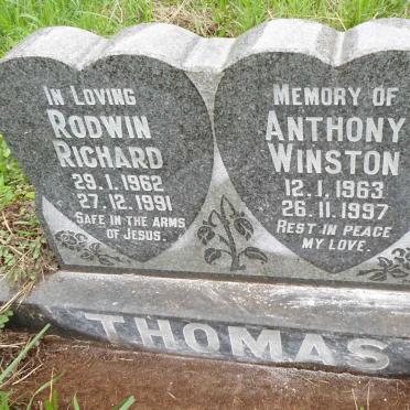 THOMAS Rodwin Richard 1962-1991 :: THOMAS Anthony Winston 1963-1997