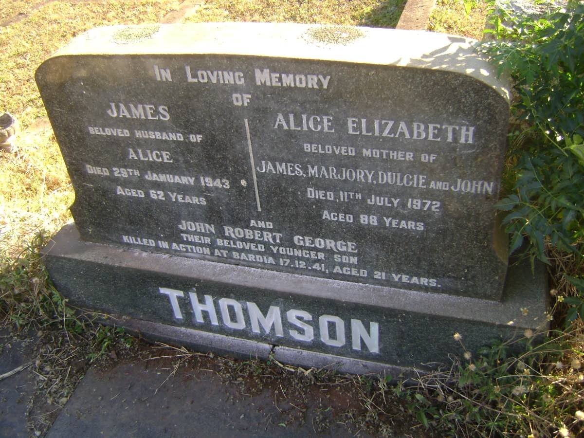 THOMSON James -1943 &amp; Alice Elizabeth -1972