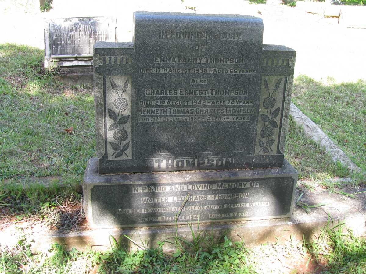 THOMPSON Charles Ernest -1942 &amp; Emma Fanny -1938 :: Kenneth Thomas Charles -1982 :: Walter Leuchars -1941
