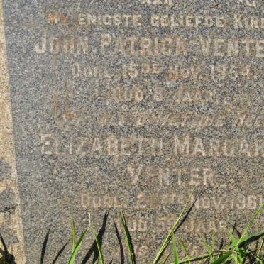 VENTER John Patrick -1954 &amp; Elizabeth Margaret -1961