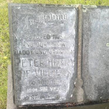 VILLIERS Peter Henry, de -1974