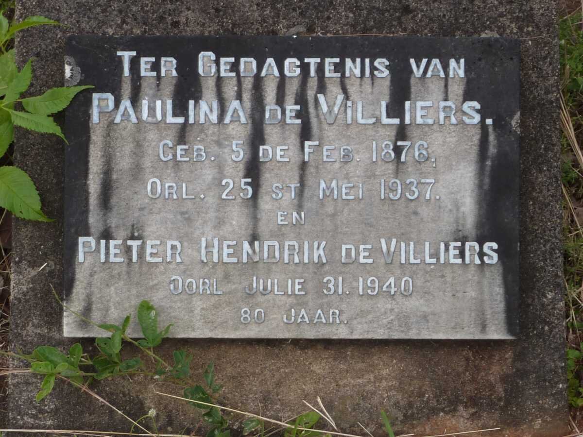 VILLIERS Pieter Hendrik, de -1940 &amp; Paulina 1876-1937