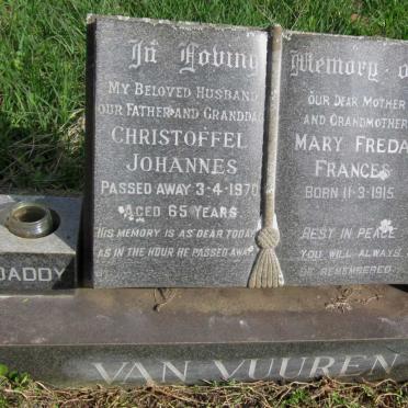 VUUREN Christoffel Johannes, van -1970 &amp; Mary Freda Francis 1915-