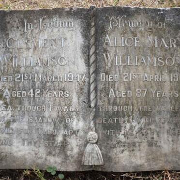 WILLIAMSON Clement -1947 &amp; Alice Mary -1967