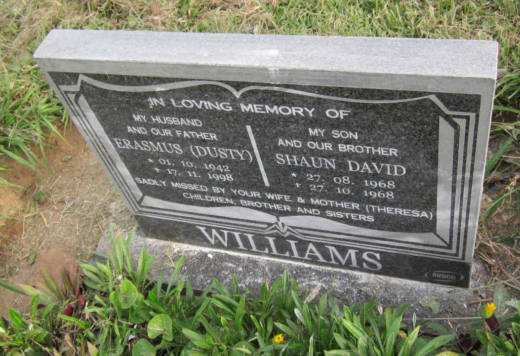WILLIAMS Erasmus 1942-1998 :: WILLIAMS Shaun David 1968-1968