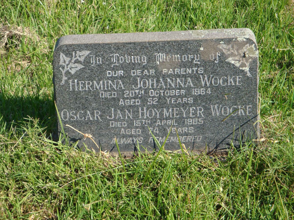 WOCKE Oscar Jan Hofmeyer -1985 &amp; Hermina Johanna -1964