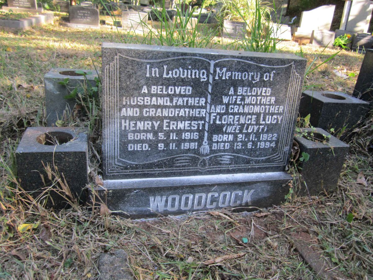 WOODCOCK Henry Ernest 1916-1981 &amp; Florence Lucy LUYT 1922-1994