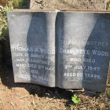 WOOD Thomas A. -1931 &amp; Charlotte -1947