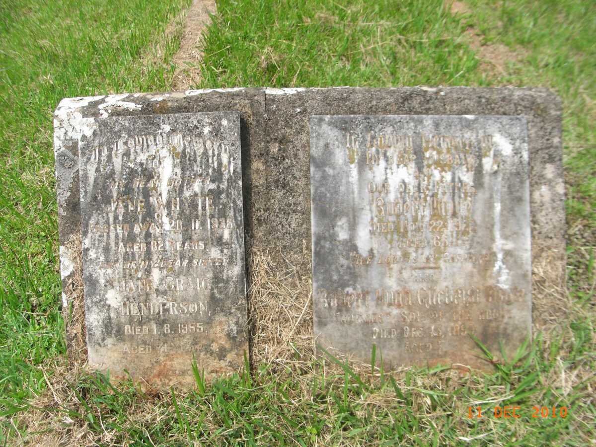 WHYTE Jane -1936 :: HENDERSON Jane Craig -1955 :: WHYTE Robert -1923 :: WHYTE Robert Hugh Gilchrist -1890