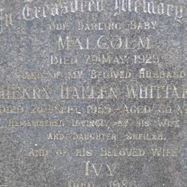 WHITTAKER Henry Hallen -1959 &amp; Ivy -1986 :: WHITTAKER Malcolm -1929 