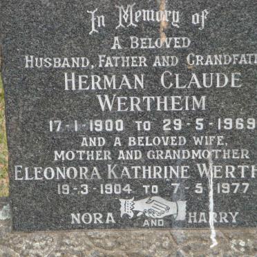 WERTHEIM Herman Claude 1900-1969 &amp; Eleonora Kathrine 1904-1977