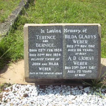 WEBER A.D. -1967 &amp; Hilda Gladys -1962 :: WEBER Terence &amp; Bernice 1924-1924