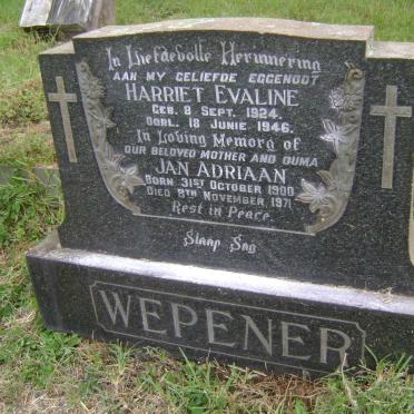 WEPENER Jan Adriaan 1900-1971 :: WEPENER Harriet Evaline 1924-1946