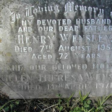 WENSLEY Henry -1959 &amp; Helen Theresa -1971