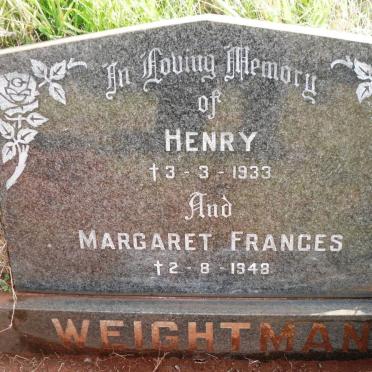 WEIGHTMAN Henry -1933 &amp; Margaret Frances -1948