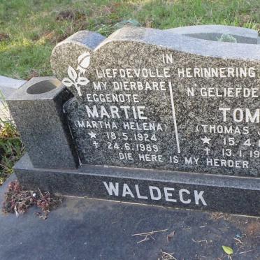 WALDECK Thomas J.H. 1918-1994 &amp; Martha Helena 1924-1989