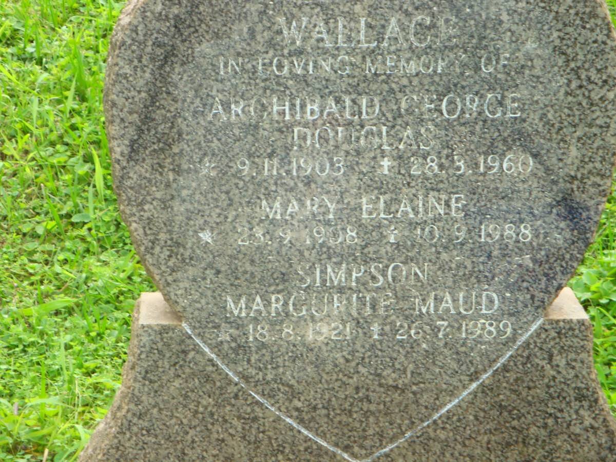 WALLACE Archibald George Douglas 1903-1960 &amp; Mary Elaine 1908-1988 :: SIMPSON Margurite Maud 1921-1989