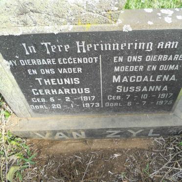 ZYL Theunis Gerhardus, van 1917-1973 &amp; Magdalena Sussanna 1917-1975 