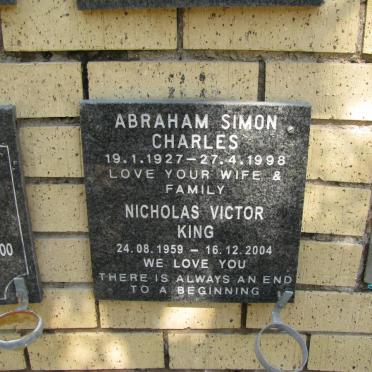 CHARLES Abraham Simon 1927-1998 :: KING Nicholas Victor 1959-2004