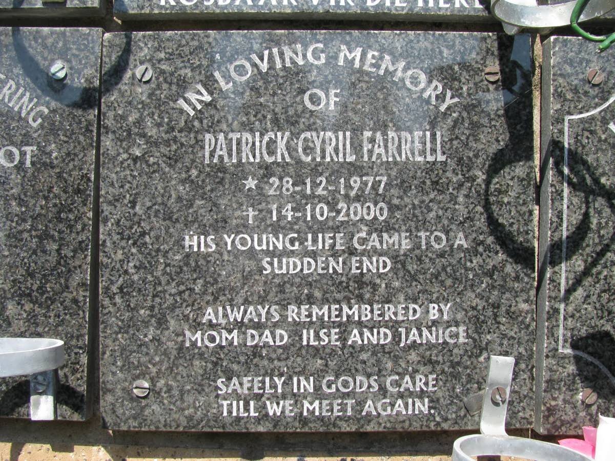 FARRELL Patrick Cyril 1977-2000