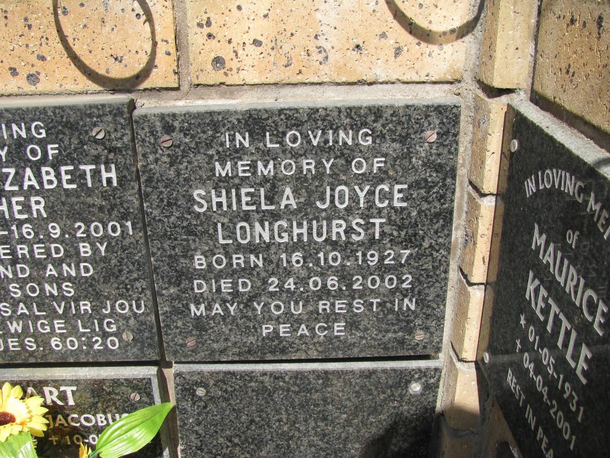 LONGHURST Sheila Joyce 1927-2002