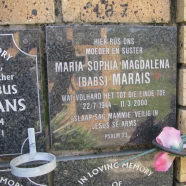 MARAIS Maria Sophia Magdalena 1944-2000