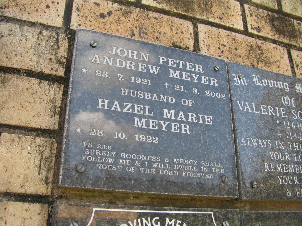 MEYER John Peter Andrew 1921-2002 &amp; Hazel Marie 1922-