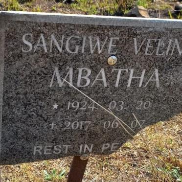 MBATHA Sangiwe Velina 1924-2017