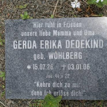 DEDEKIND Gerda Erika nee WOHLBERG 1926-2006